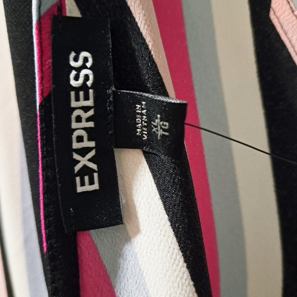 #027 Sz XL Express Striped One-Piece Jumpsuit with Pink and Black Accents - Picture 15 of 15